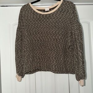 By Together Brown and Cream Knit Top